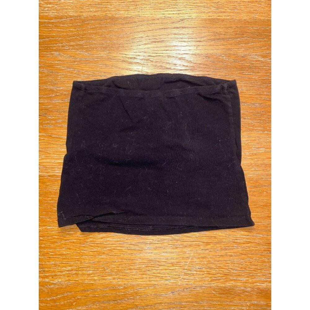 Black Tube Top Strapless Bandeau Stretchy Cotton Blend - Picture 2 of 2